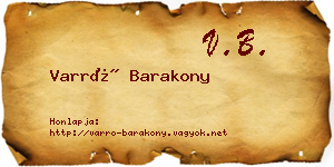 Varró Barakony névjegykártya
